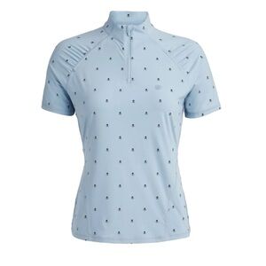 NWT G/FORE Skull & T'S Silky Tech Nylon Short Sleeve Quarter Zip Drizzle size M